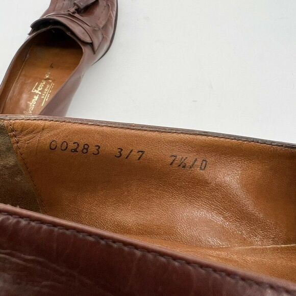 SALVATORE FERRAGAMO Brown Tassel Kiltie Loafer Slip on DRESS SHOES 7 1/2 D Italy - Picture 9 of 9